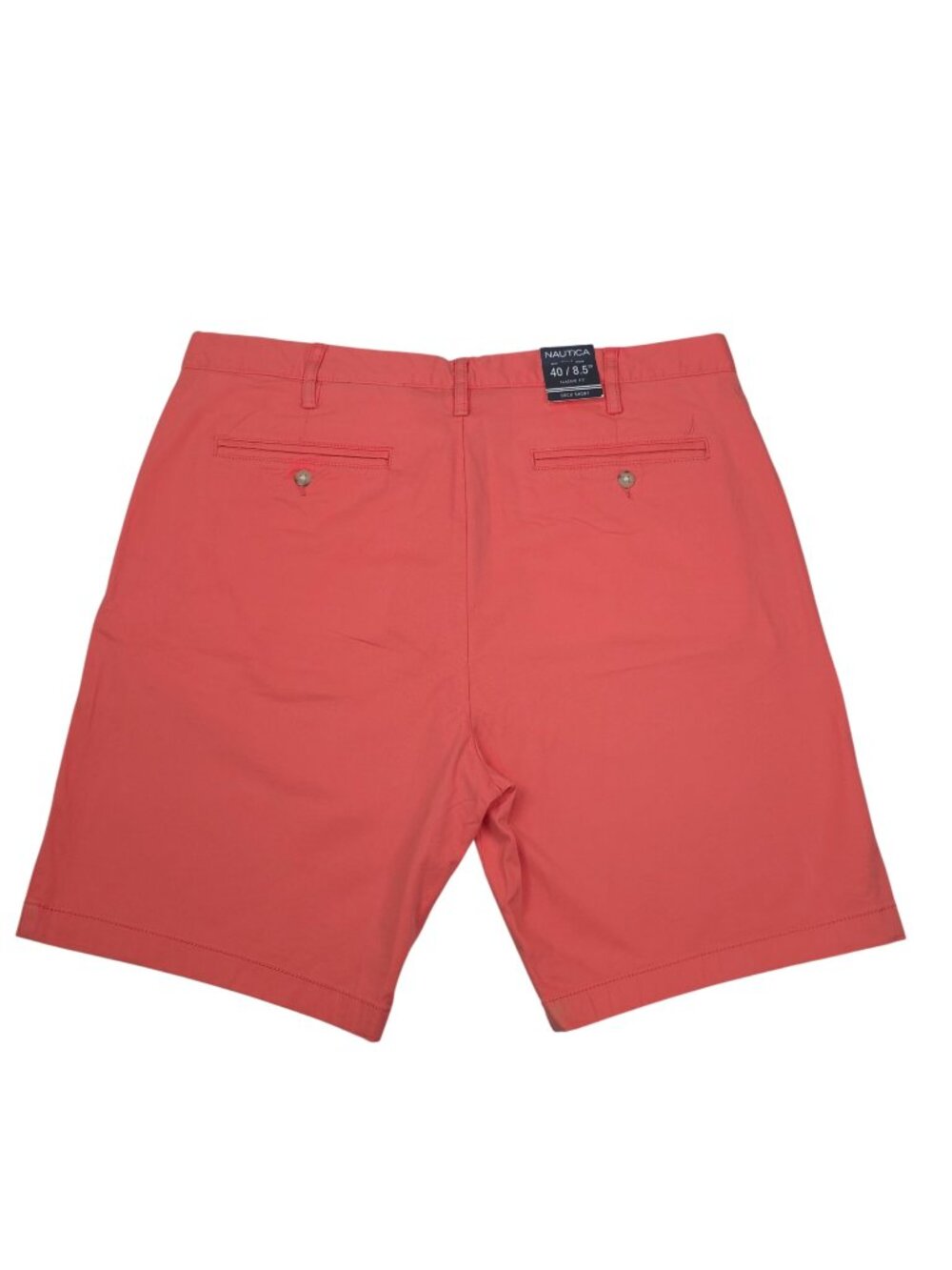 Nautica Deck Shorts Classic Fit Stretch 40W Coral Cotton Blend Mens 9" Inseam
